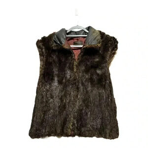 Vintage  Canada Brown Genuine Natural Beaver Fur‎ Vest Jacket Size M Luxury